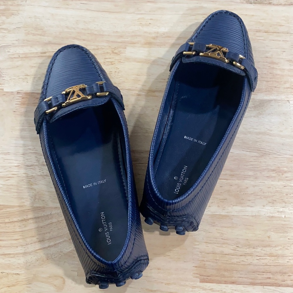 Louis Vuitton Blue Epi Leather Oxford Flat Loafers